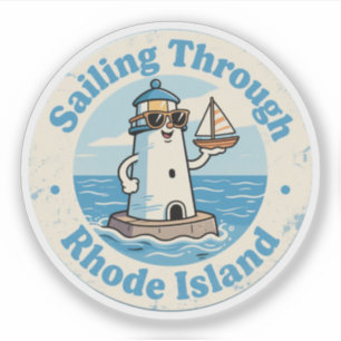 Funny Vintage Rhode Island Lighthouse Sailboat 