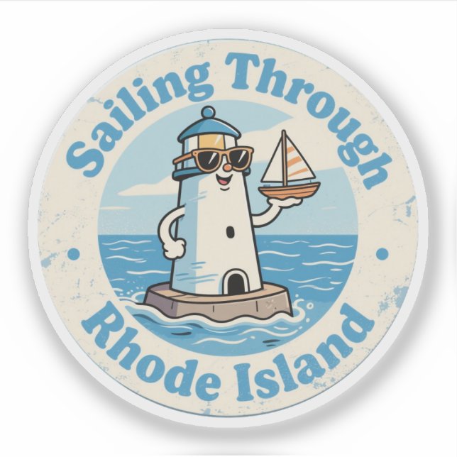 Funny Vintage Rhode Island Lighthouse Sailboat  (Front)
