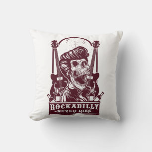 Funny Vintage Rockabilly Skeleton Cushion
