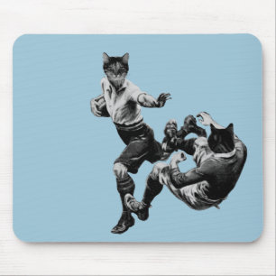 funny vintage rugby playing cats mouse pad