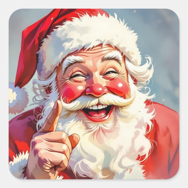 Funny Vintage Santa Claus Christmas Square Sticker (Front)
