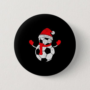 Funny Vintage Santa Hat Christmas Snowman Soccer P 6 Cm Round Badge