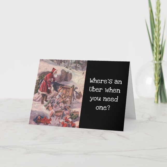 Funny Vintage Santa Holiday Card (Front)