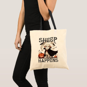 Funny Vintage Sheep Happens Halloween Tote Bag