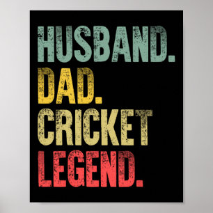 Funny Vintage Shirt Husnd Dad Cricket Legend Retro Poster