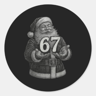 Funny Vintage Six Seven 6 7 Meme Santa Christmas 6 Classic Round Sticker