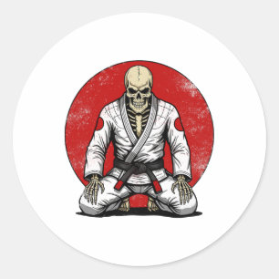 Funny Vintage Skeleton Brazilian Jiu-jitsu Retro G Classic Round Sticker