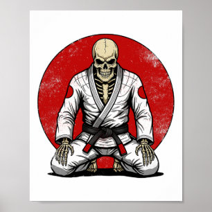 Funny Vintage Skeleton Brazilian Jiu-jitsu Retro G Poster