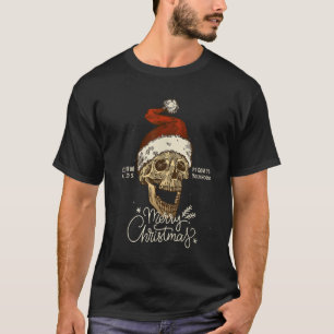 Funny Vintage Skeleton Skull Santa Merry Christmas T-Shirt