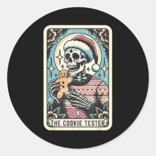 Funny Vintage Skeleton The Cookie Tester Tarot Car Classic Round Sticker