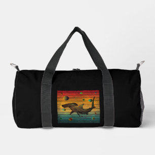 Funny Vintage Space Shark Duffle Bag