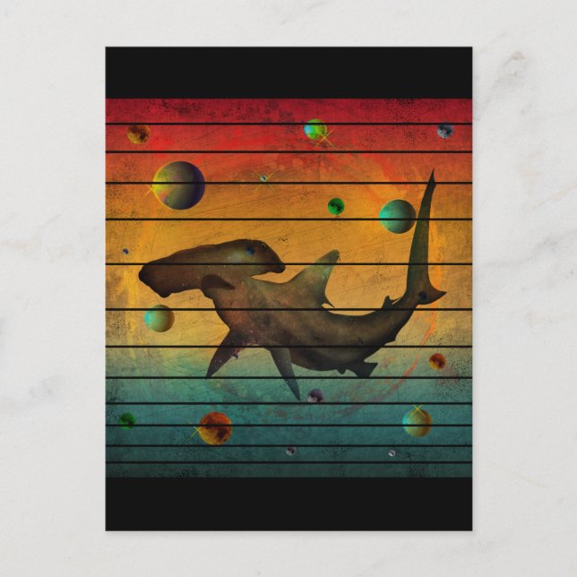 Funny Vintage Space Shark Postcard (Front)