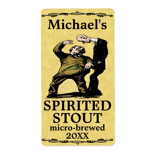 Funny Vintage Spirited Stout Beer Label (Front)