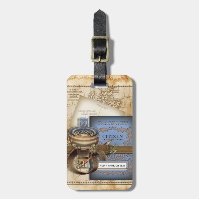 Funny Vintage Steampunk Excursion Luggage Tag (Front Vertical)