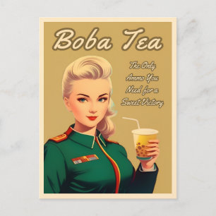 Funny Vintage Style Boba Tea Retro Humour Postcard