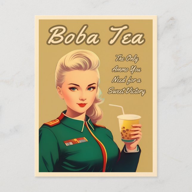 Funny Vintage Style Boba Tea Retro Humour Postcard (Front)
