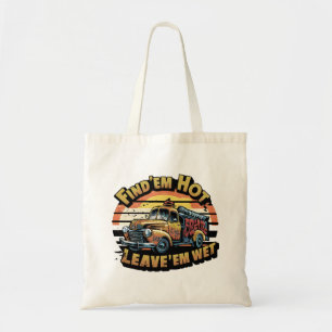 Funny Vintage Sunset Firetruck Tote Bag