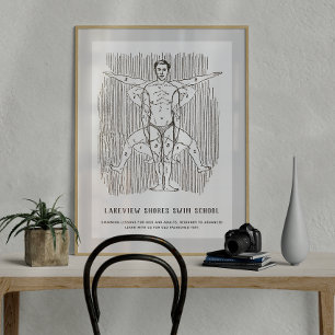 Funny Vintage Swimming or Swim School Diagram Poster