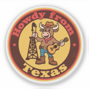 Funny Vintage Texas Longhorn Cowboy Guitar Retro