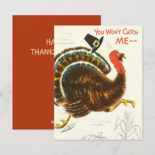 Funny Vintage Thanksgiving Turkey Holiday Card