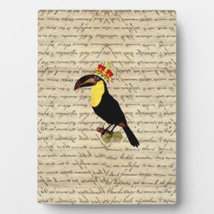 Funny vintage toucan & crown plaque