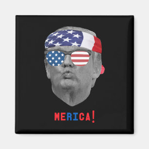Funny Vintage Trump Pucker Face Merica Usa Flag Su Magnet