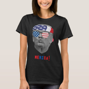 Funny Vintage Trump Pucker Face Merica Usa Flag Su T-Shirt