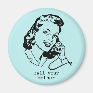 Funny Vintage Turquoise Blue Retro Mum Magnet
