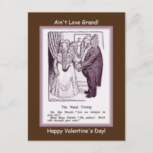 Funny Vintage Valentine Animal Couple Dating copy Postcard