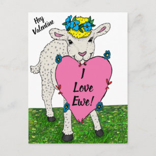 Funny Vintage Valentine's Day Lamb Postcard