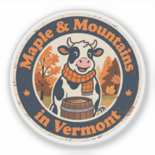 Funny Vintage Vermont Cow Maple Syrup Retro