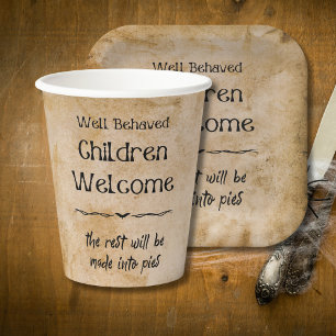 Funny Vintage Welcome Children Halloween Party Paper Cups