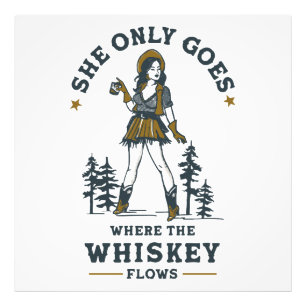 Funny Vintage Western Cowgirl Whiskey Lover Photo Print