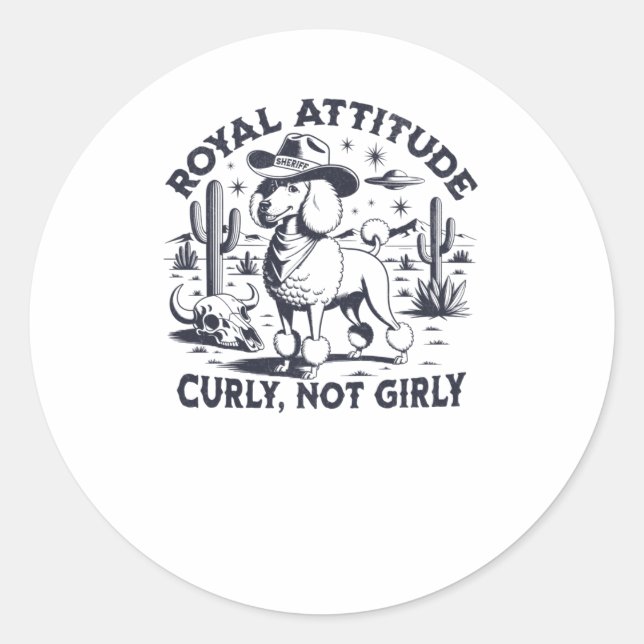 Funny Vintage Western Poodle Sticker  (Front)