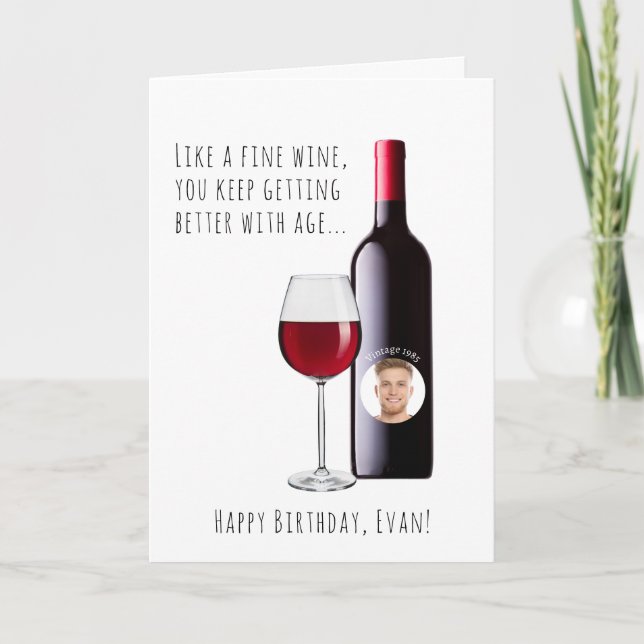 Funny Vintage Wine Birthday Card (Front)