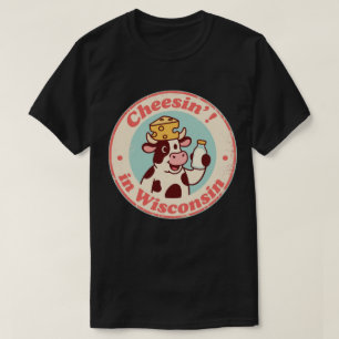 Funny Vintage Wisconsin Cow Cheese Hat Retro T-Shirt