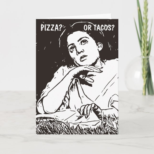 FUNNY VINTAGE WOMAN (TACOS) BIRTHDAY CARD (Front)