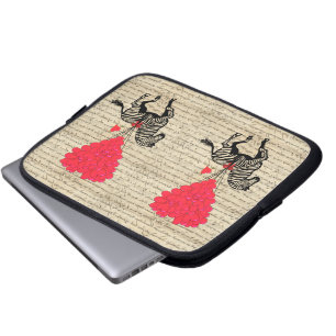 Funny vintage zebra & heart balloons laptop sleeve