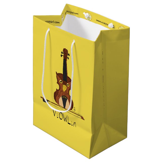 Funny Violin Cute Owl Musician Kids Music Medium Gift Bag (Front Angled)