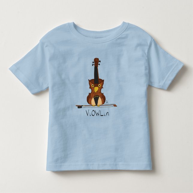 Funny Violin Cute Owl Musician Kids Music Toddler T-Shirt (Front)