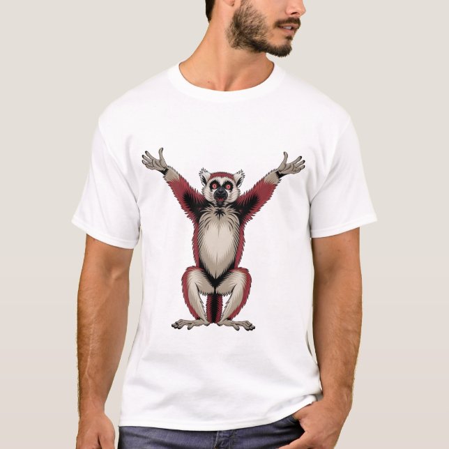 Funny Viral Bloodnut Meme Red-Ruffed Lemur  T-Shirt (Front)