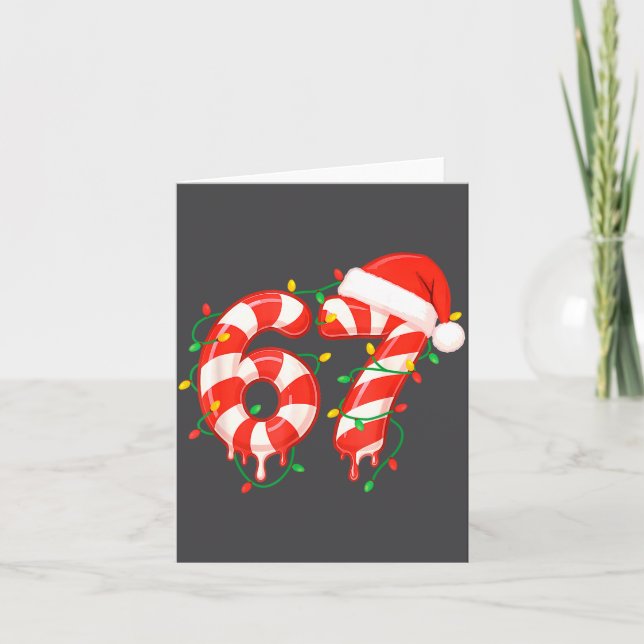 Funny Viral Christmas 67 Candy Canes Meme Santa Ho Card (Front)