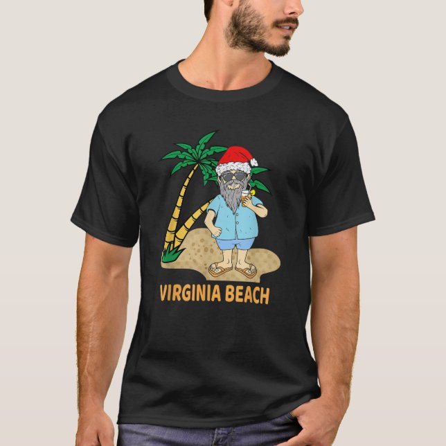 Funny Virginia Beach Vacation Santa Theme Men Wome T-Shirt (Front)