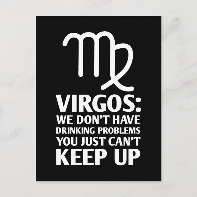 Funny Virgo Drinking Zodiac Astrology Sign Postcard (Front)