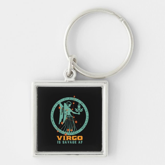 Funny Virgo Zodiac Star Sign Astrology Birthday Key Ring (Front)