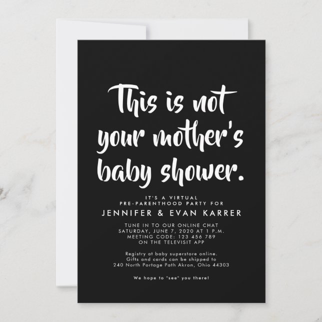 Funny virtual baby shower invitation (Front)