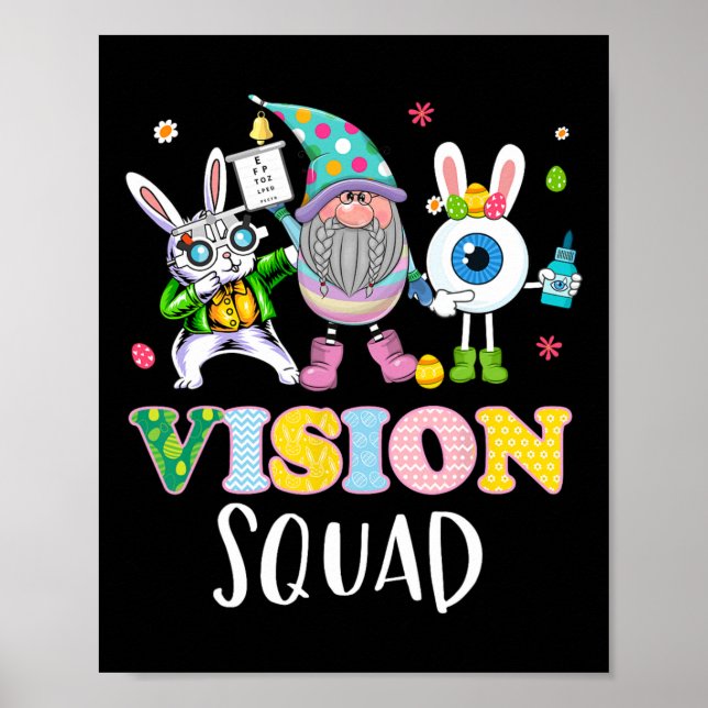 Funny Vision Squad Optometry Optometrist Bunny Eas Poster (Front)
