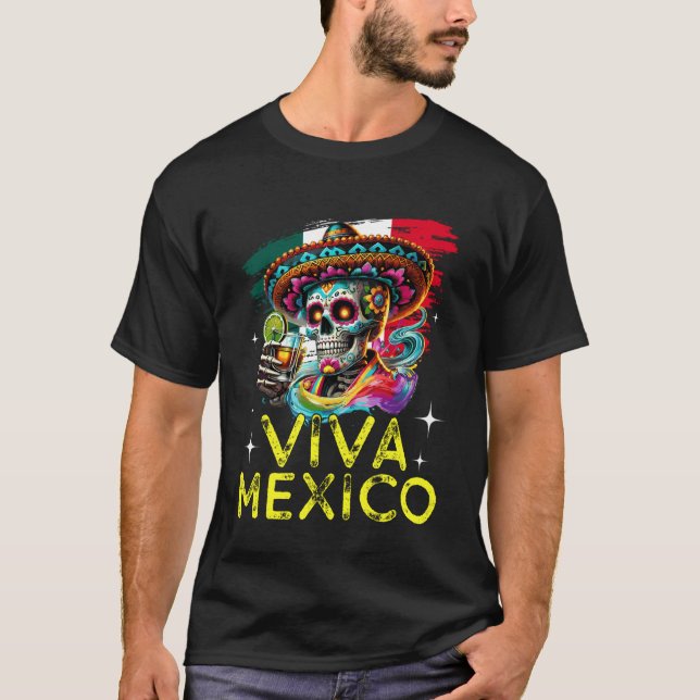 Funny Viva Mexico Cabrones Mexican Independence Da T-Shirt (Front)