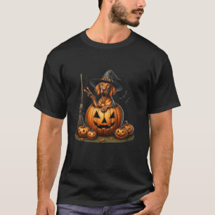 Funny Vizsla Dog Witch Pumpkin Halloween Mens Wome T-Shirt