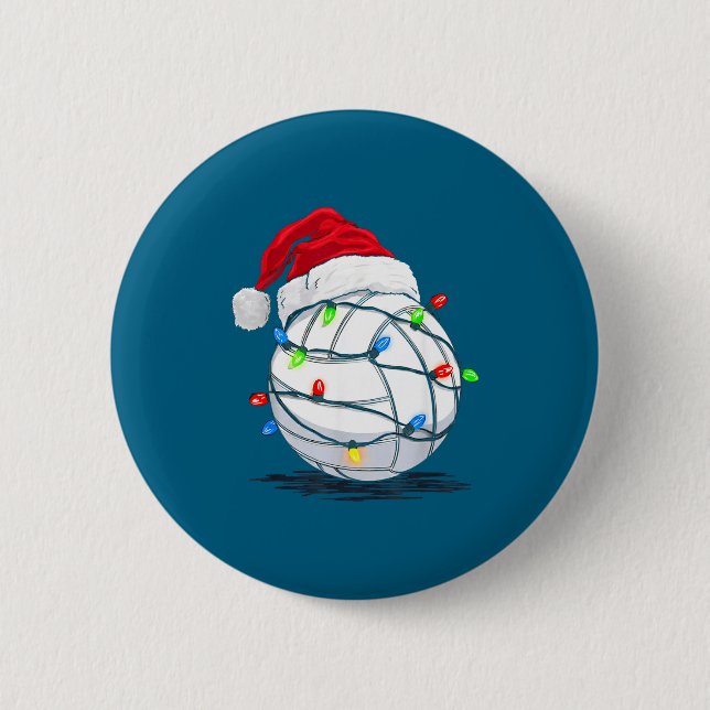 Funny Volleyball Ball Christmas Graphics Lights Lo 6 Cm Round Badge (Front)